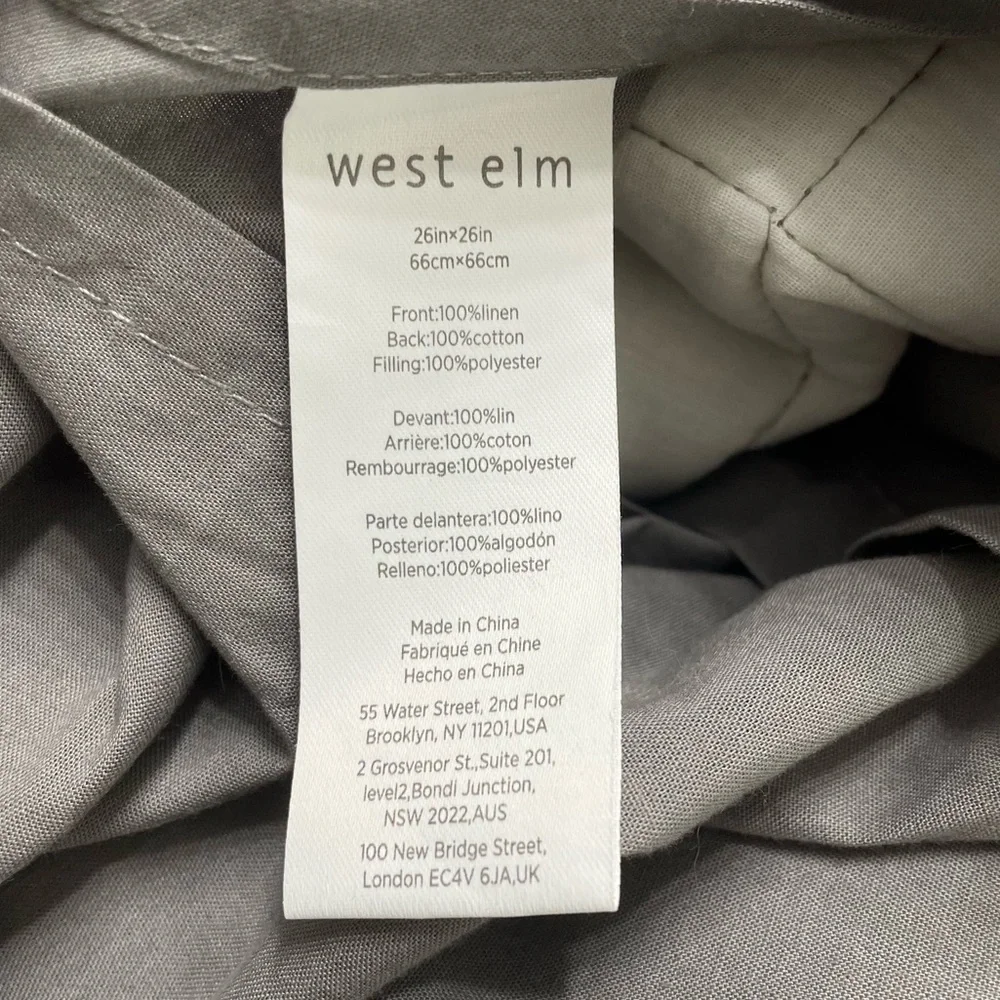 West Elm Linen Euro Quilted pillow Sham